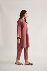 DC-2128 RUST KHADDAR 2PCS EMBROIDERED KURTA WITH TROUSER